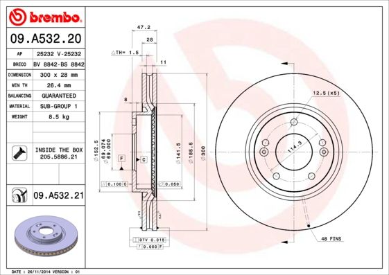 Tarcza hamulcowa BREMBO 09.A532.21