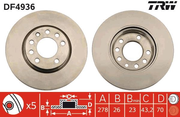 Tarcza hamulcowa TRW DF4936