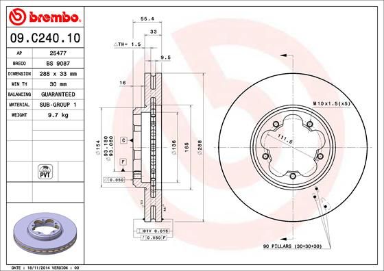 Tarcza hamulcowa BREMBO 09.C240.10