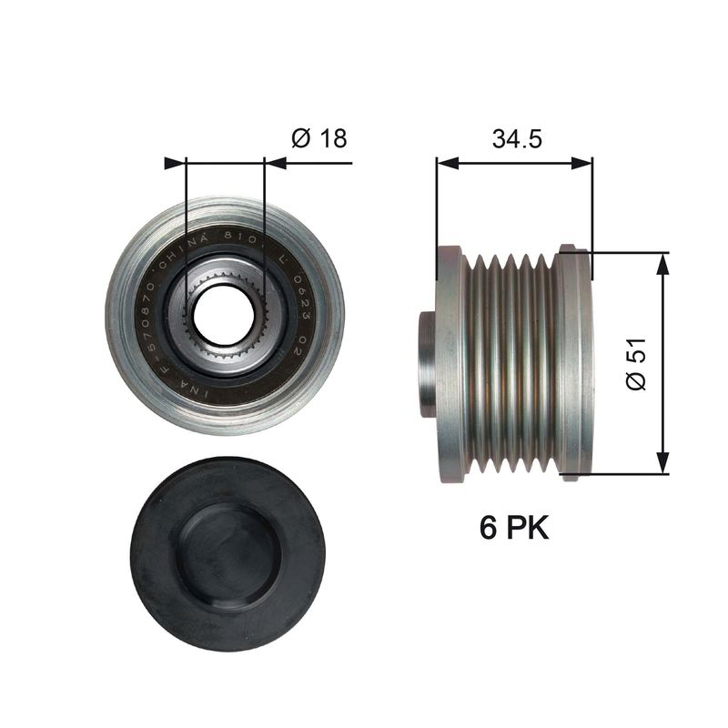 Alternator - sprzęgło jednokierunkowe GATES oap7218