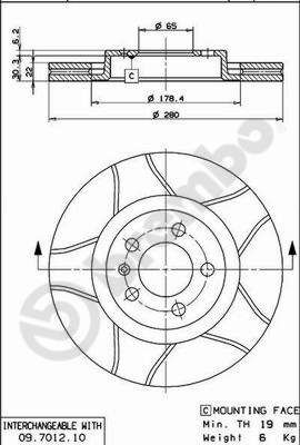 Tarcza hamulcowa BREMBO 09.7012.75
