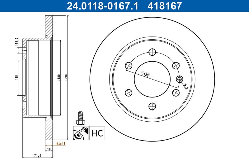 Tarcza hamulcowa ATE 24.0118-0167.1