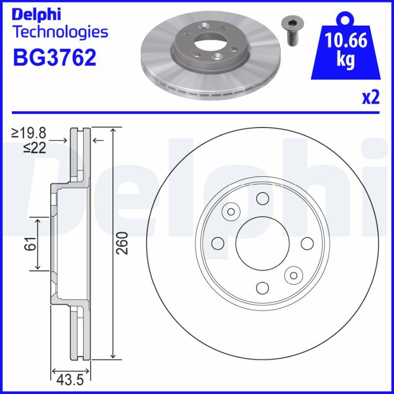 Tarcza hamulcowa DELPHI BG3762