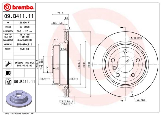 Tarcza hamulcowa BREMBO 09.B411.11
