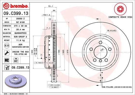 Tarcza hamulcowa BREMBO 09.C399.13