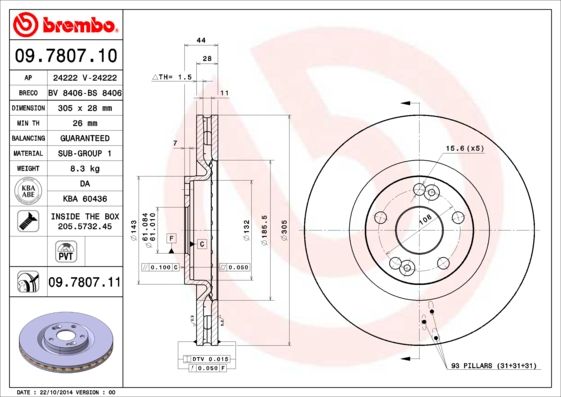 Tarcza hamulcowa BREMBO 09.7807.11