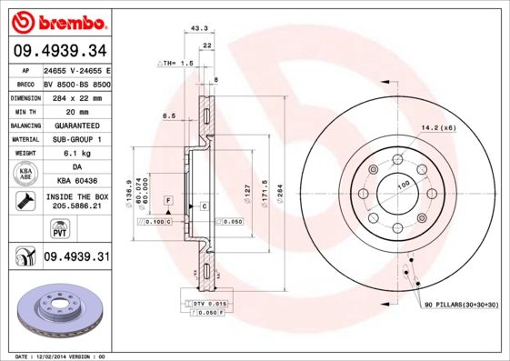 Tarcza hamulcowa BREMBO 09.4939.31