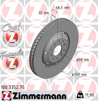 Tarcza hamulcowa ZIMMERMANN 100.3352.75