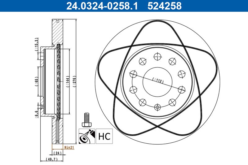 Tarcza hamulcowa Ate 24.0324-0258.1