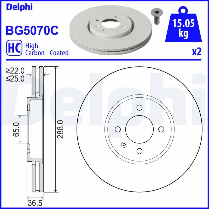Tarcza hamulcowa DELPHI BG5070C