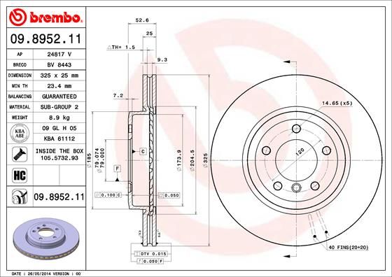 Tarcza hamulcowa BREMBO 09.8952.11