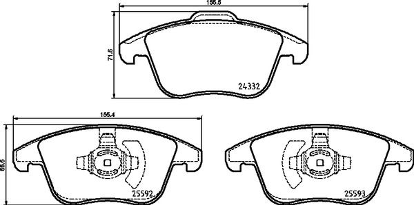 Zestaw klocków hamulcowych, hamulce tarczowe BREMBO P 24 211