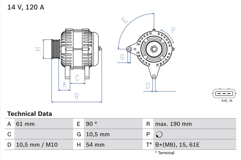 Alternator BOSCH 0 986 044 841