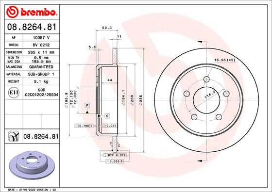 Tarcza hamulcowa BREMBO 08.8264.81
