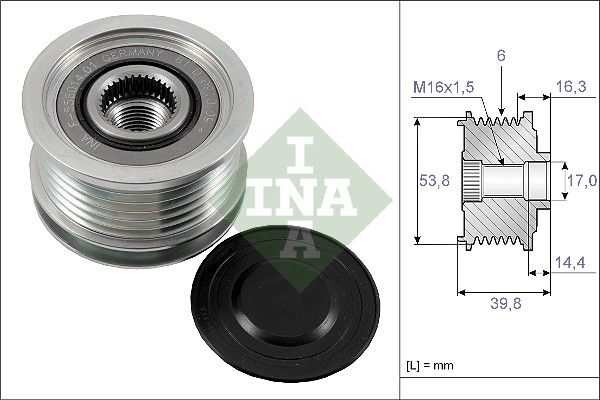 Alternator - sprzęgło jednokierunkowe INA 535017010