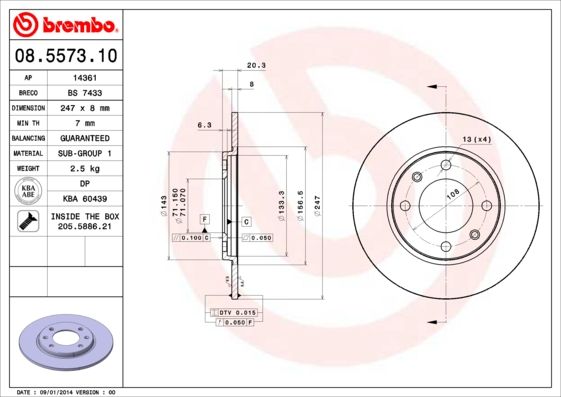 Tarcza hamulcowa BREMBO 08.5573.10