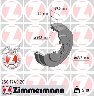 Bęben hamulcowy ZIMMERMANN 250.1749.20