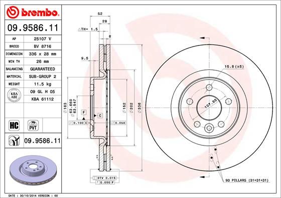 Tarcza hamulcowa BREMBO 09.9586.11