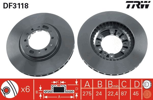 Tarcza hamulcowa TRW DF3118