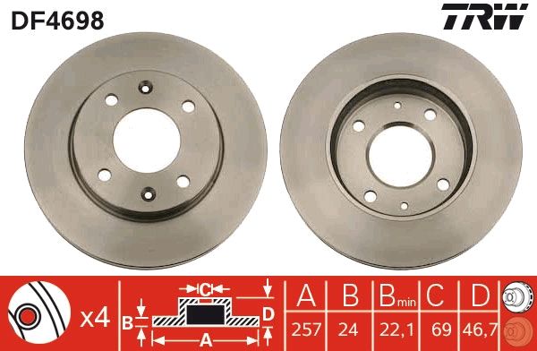 Tarcza hamulcowa TRW df4698