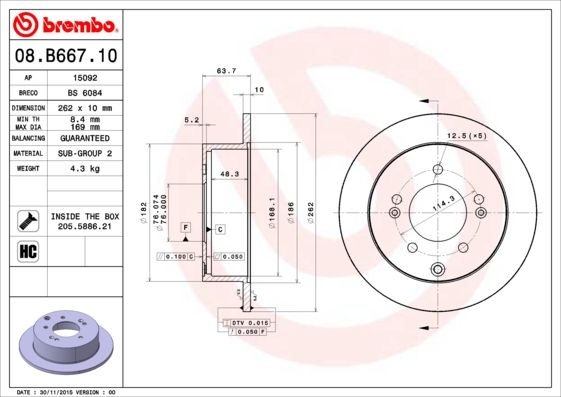 Tarcza hamulcowa BREMBO 08.b667.11