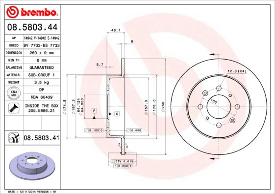 Tarcza hamulcowa BREMBO 08.5803.41