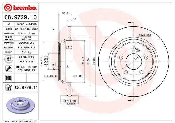 Tarcza hamulcowa BREMBO 08.9729.11