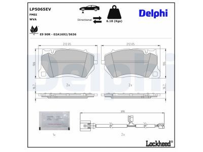 Zestaw klocków hamulcowych, hamulce tarczowe DELPHI LP5065EV