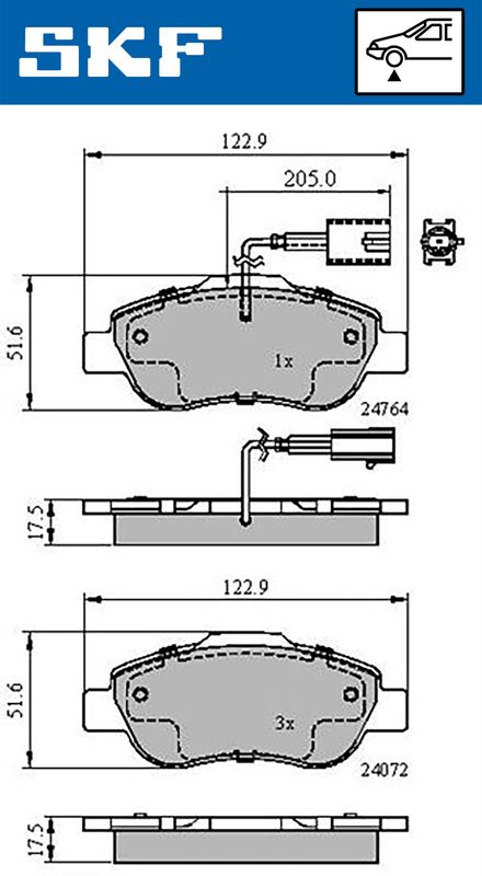 Zestaw klocków hamulcowych, hamulce tarczowe SKF VKBP80313E