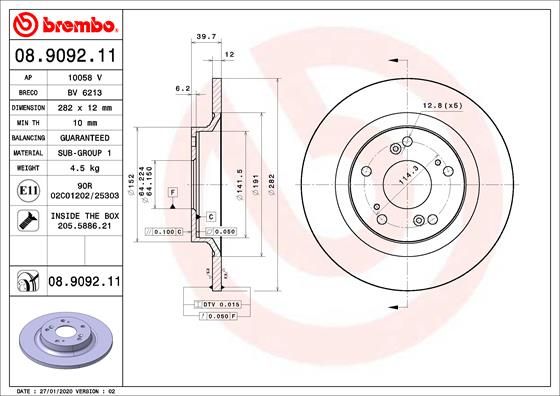 Tarcza hamulcowa BREMBO 08.9092.11
