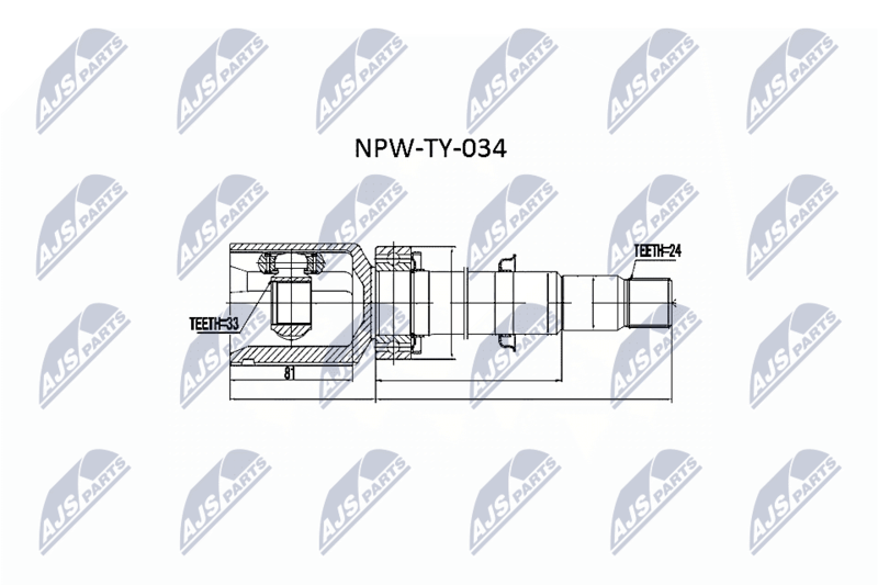 Zestaw przegubu, wał napędowy NTY NPW-TY-034