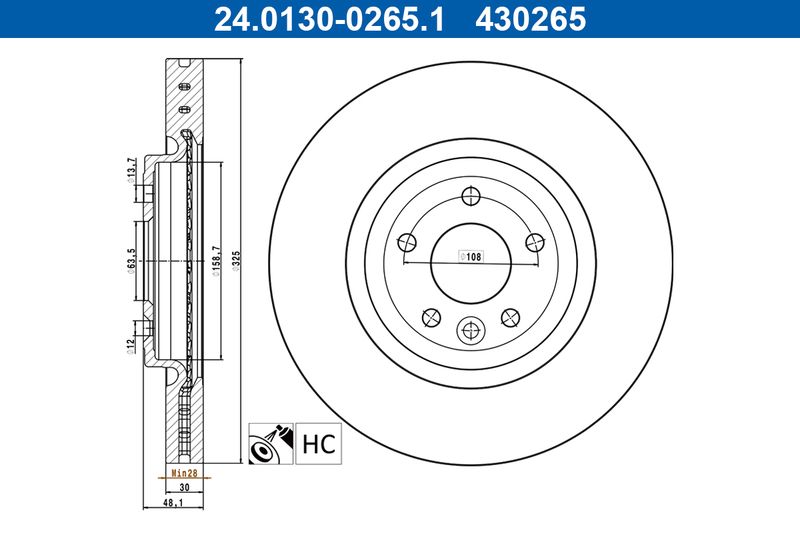 Tarcza hamulcowa Ate 24.0130-0265.1