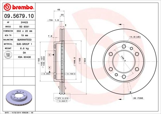 Tarcza hamulcowa BREMBO 09.5679.10