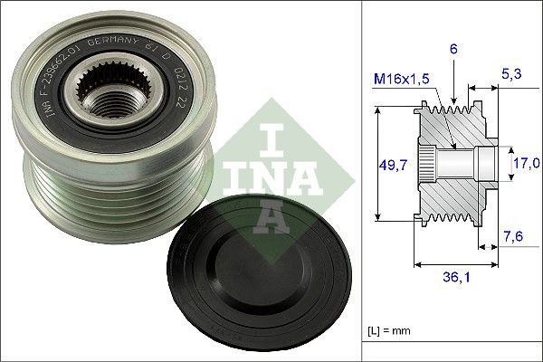 Alternator - sprzęgło jednokierunkowe INA 535013410