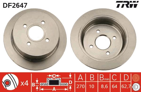 Tarcza hamulcowa TRW DF2647