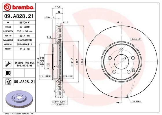 Tarcza hamulcowa BREMBO 09.A828.21