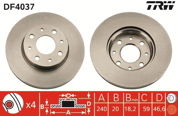 Tarcza hamulcowa TRW DF4037