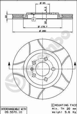 Tarcza hamulcowa BREMBO 09.5570.75