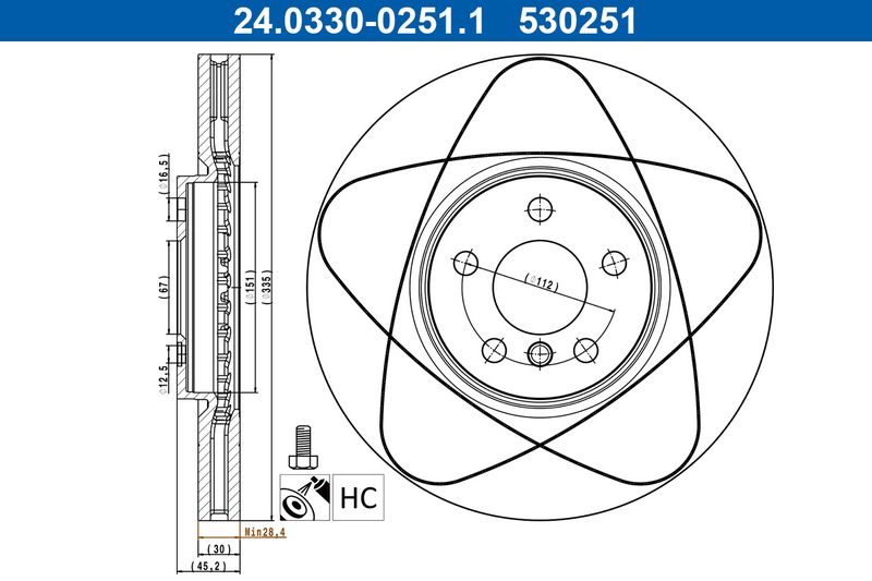Tarcza hamulcowa ATE 24.0330-0251.1