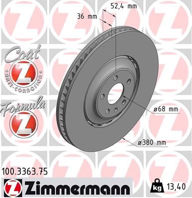 Tarcza hamulcowa ZIMMERMANN 100.3363.75