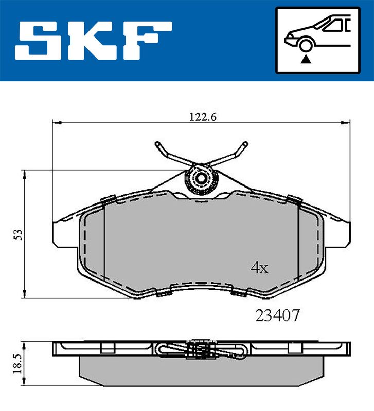 Zestaw klocków hamulcowych, hamulce tarczowe SKF VKBP80041