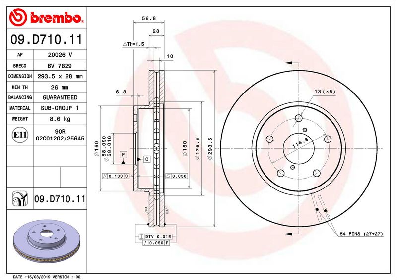 Tarcza hamulcowa BREMBO 09.D710.11