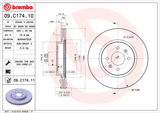 Tarcza hamulcowa BREMBO 09.C174.11