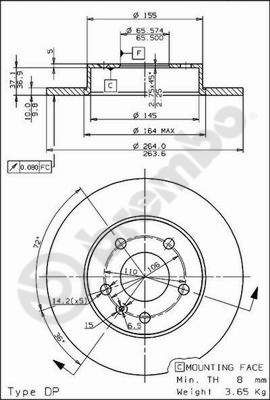 Tarcza hamulcowa BREMBO 08.7627.75