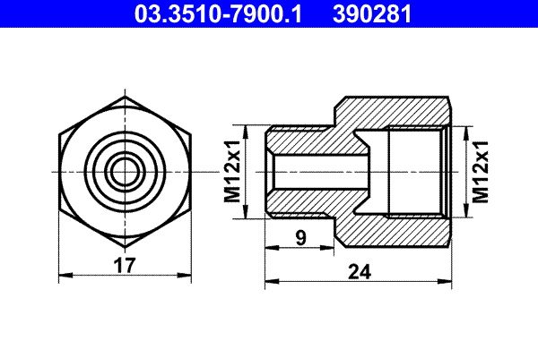 Adapter, przewód hamulcowy ATE 03.3510-7900.1