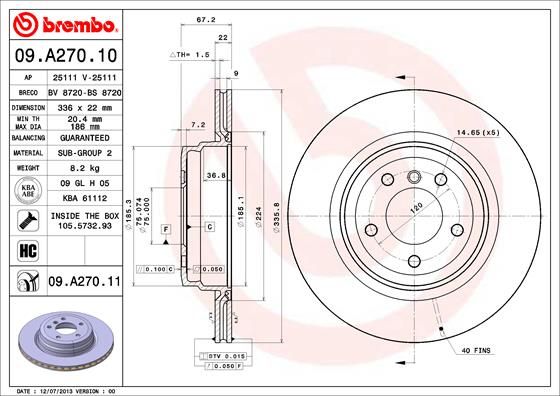 Tarcza hamulcowa BREMBO 09.A270.11