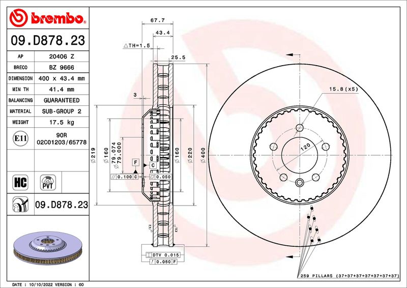 Tarcza hamulcowa BREMBO 09.D878.23