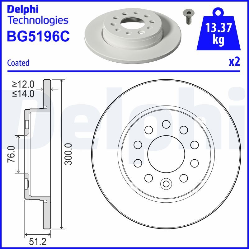 Tarcza hamulcowa DELPHI BG5196C