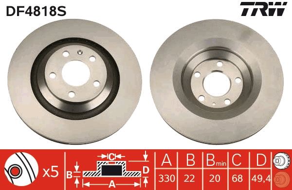 Tarcza hamulcowa TRW DF4818S