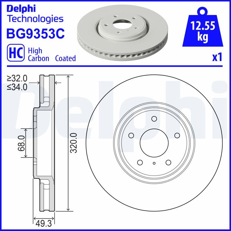 Tarcza hamulcowa DELPHI BG9353C